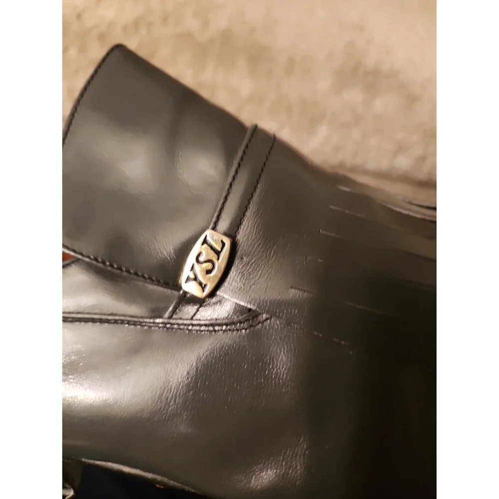 YSL Yves Saint Laurent Men's Blue Gray Leather Loafers w/ Kiltie Fringe Size 10